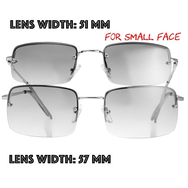 The Fresh Minimalist Small Rectangular Sunglasses Clear Eyewear Spring Hinge - Gift Box Package - FR1M4002MC01 (Silver, Gradient Clear, 51) - Image 5